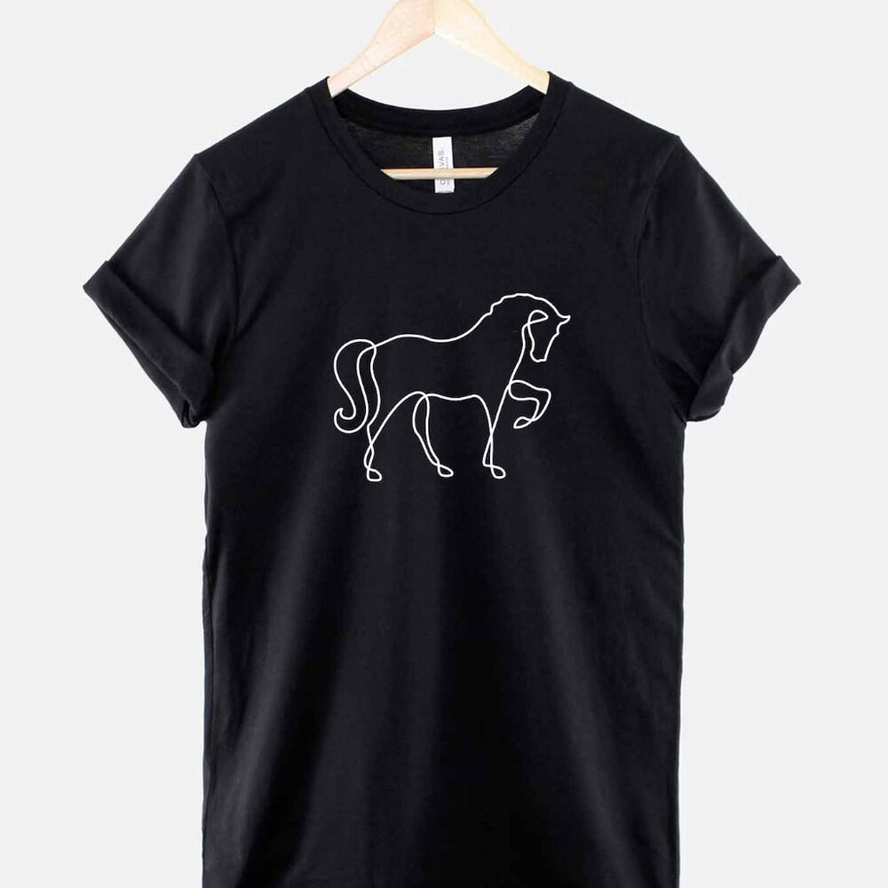 Horse T-Shirt - Horse Shirt - Horse Line Art TShirt - Equestrian T-Shirt - Women